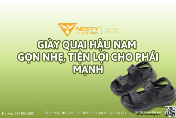 Giày quai hậu nam gọn nhẹ, tiện lợi cho phái mạnh